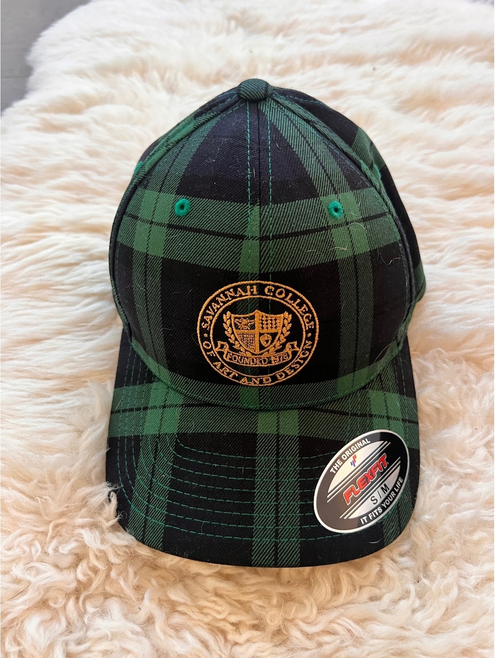 SCAD green plaid baseball cap